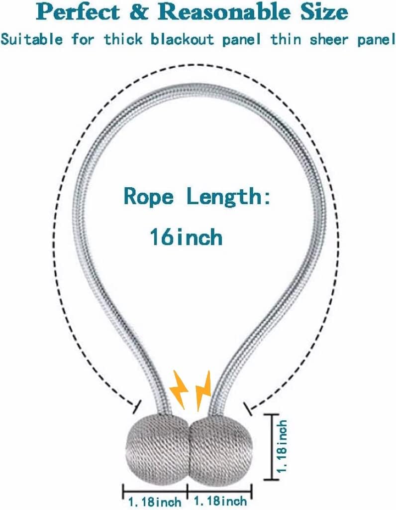 1 Pair Magnetic Curtain Tiebacks, Holders- No Tools Required