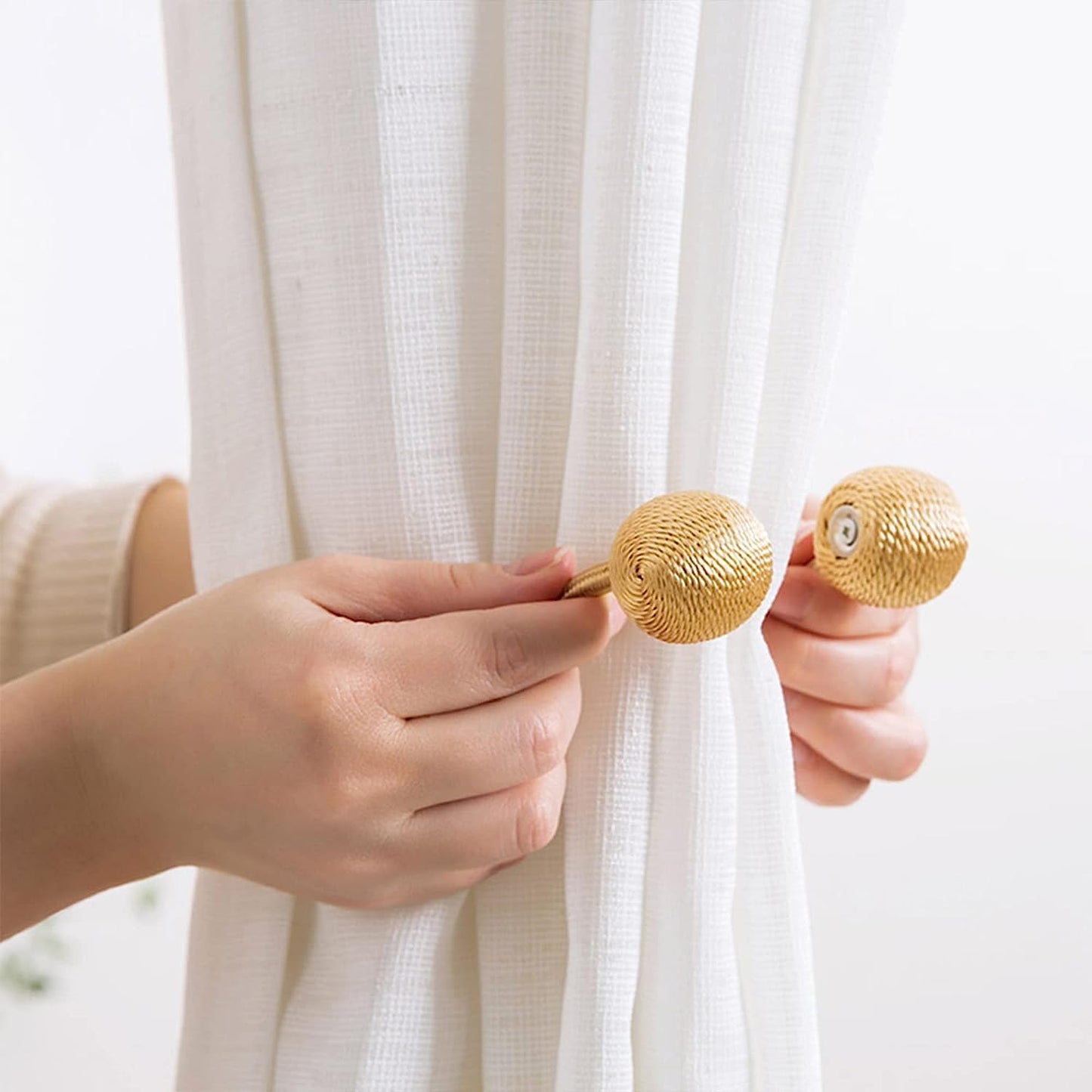 1 Pair Magnetic Curtain Tiebacks, Holders- No Tools Required