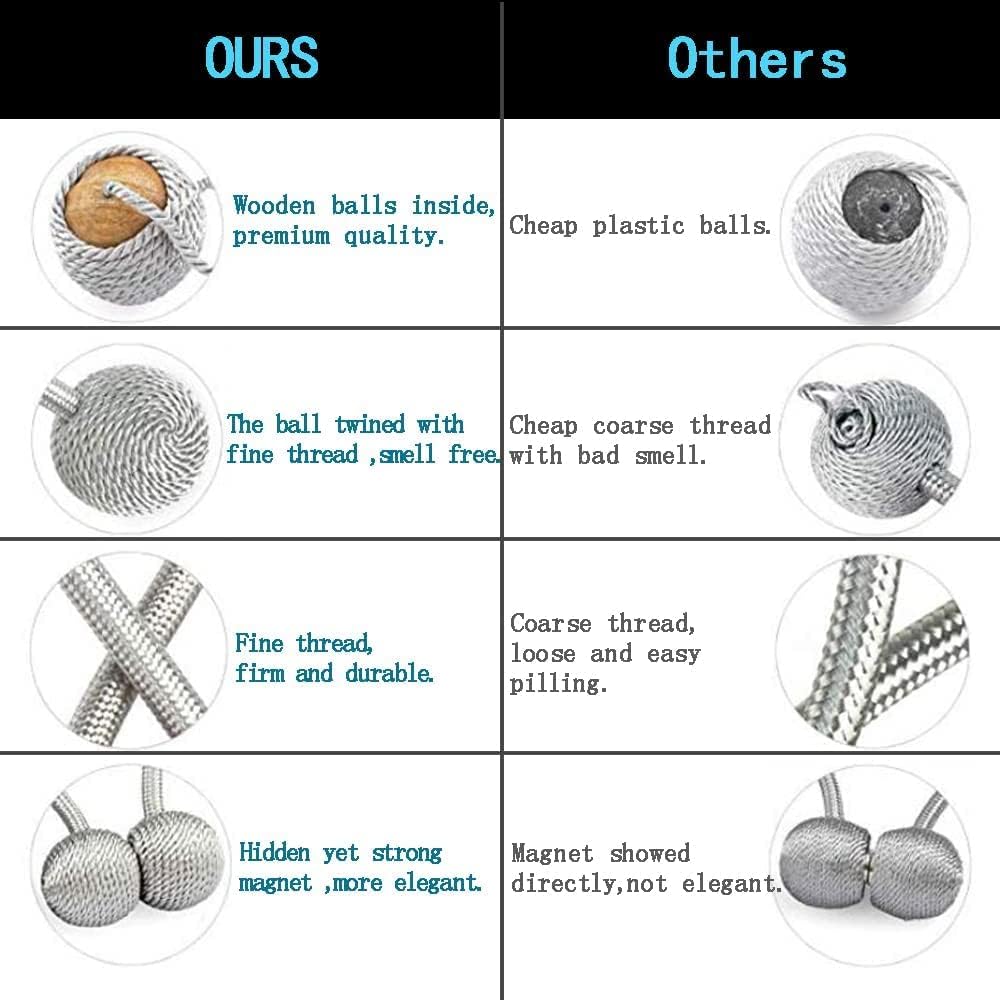 1 Pair Magnetic Curtain Tiebacks, Holders- No Tools Required