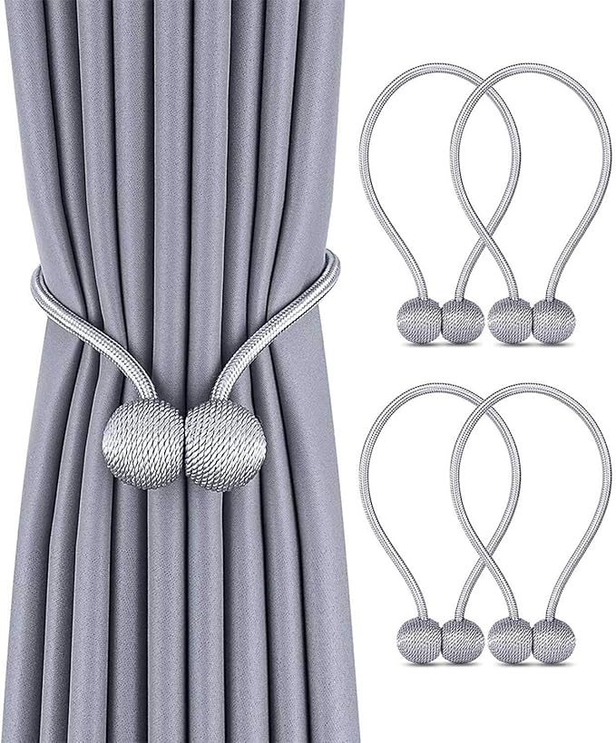 1 Pair Magnetic Curtain Tiebacks, Holders- No Tools Required