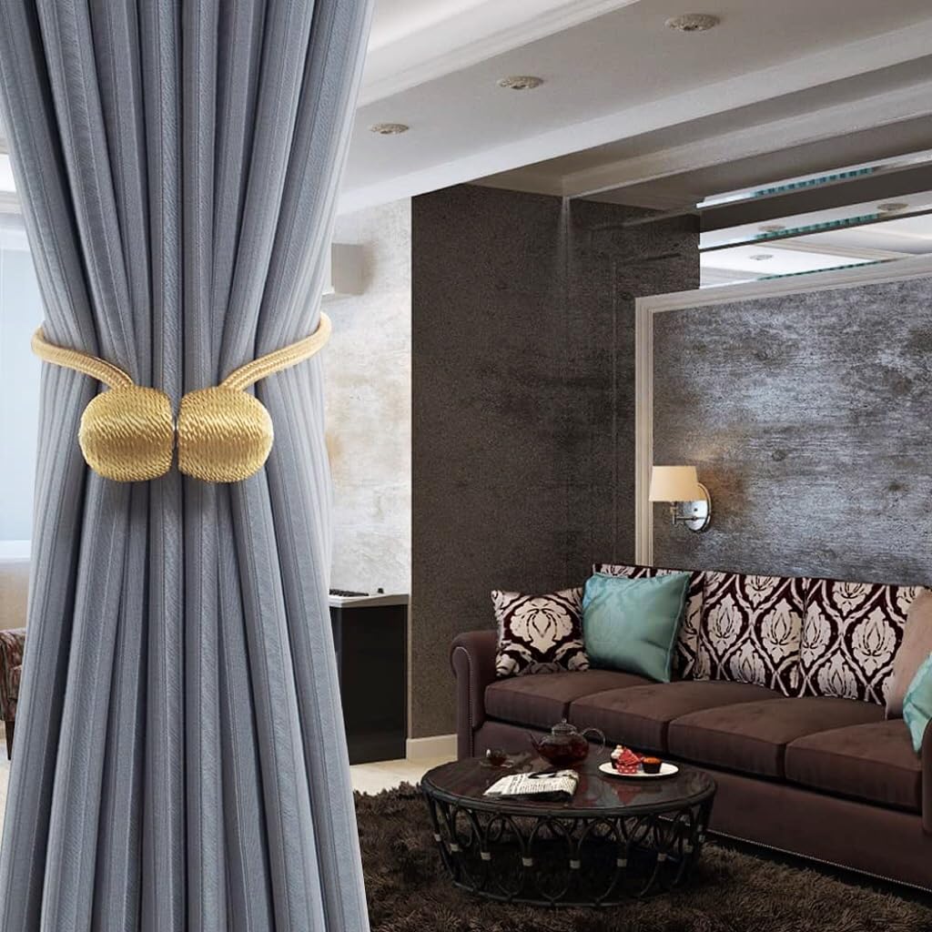 1 Pair Magnetic Curtain Tiebacks, Holders- No Tools Required