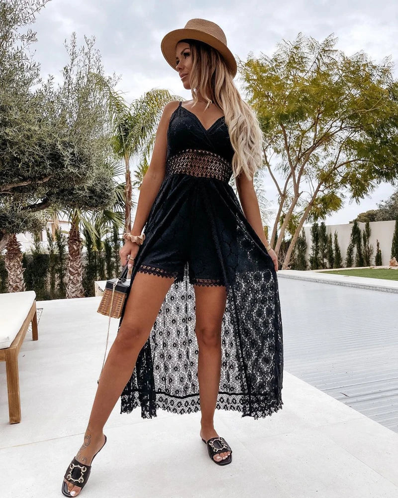 Summer High Waist Crochet Jumpsuit