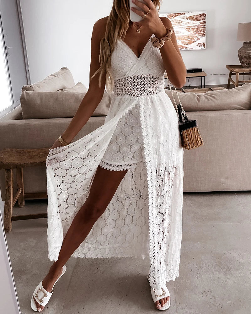Summer High Waist Crochet Jumpsuit