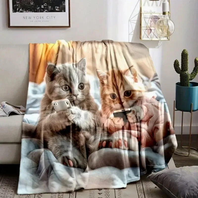 Comfy Supersoft Cute Cats Fleece Blanket