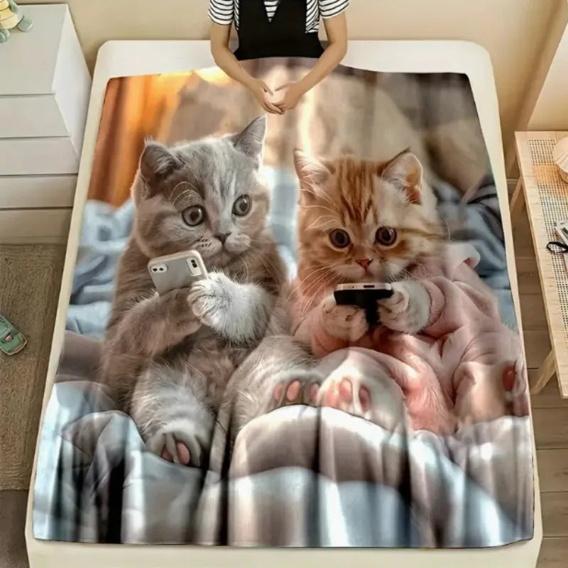 Comfy Supersoft Cute Cats Fleece Blanket