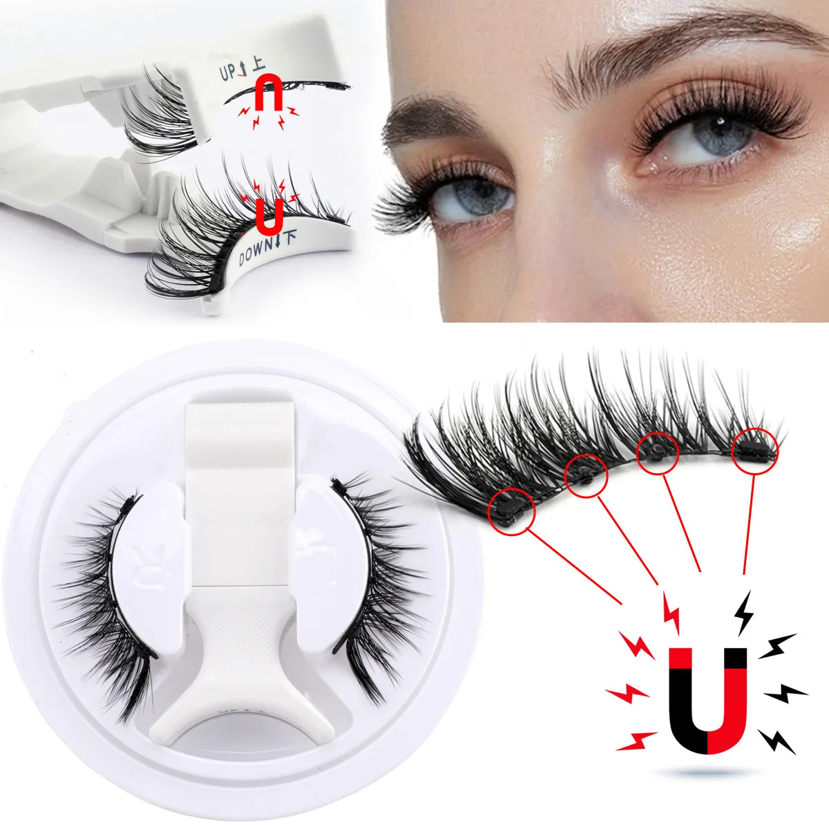 1 Pair Magnetic Eyelashes Set With Magnetic Tweezers