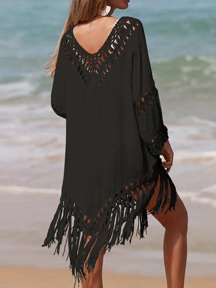 Handmade Crochet Fringe Summer Dress Cover Up