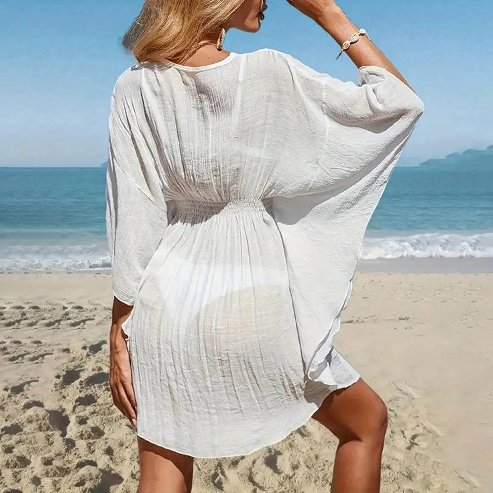 Beach Sun Cover Up Dress V-Neck
