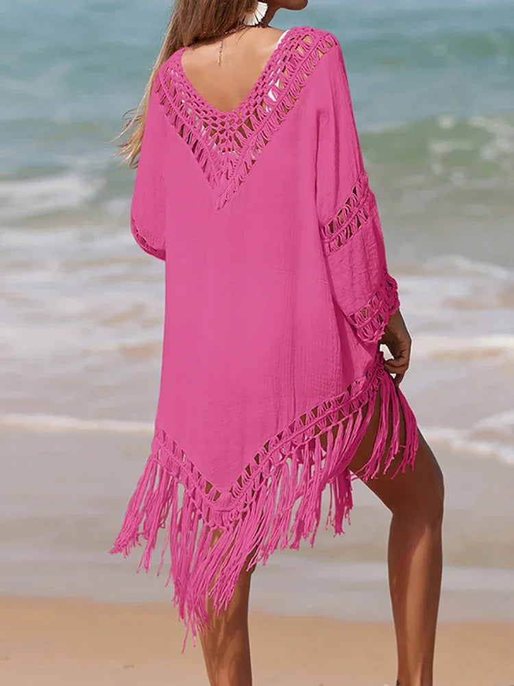 Handmade Crochet Fringe Summer Dress Cover Up