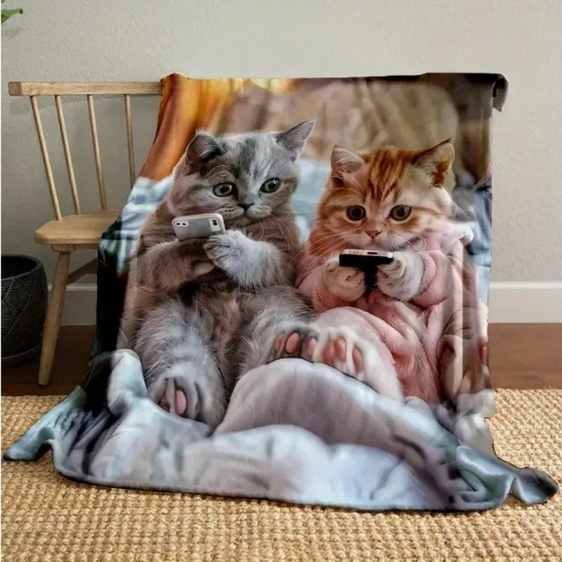 Comfy Supersoft Cute Cats Fleece Blanket