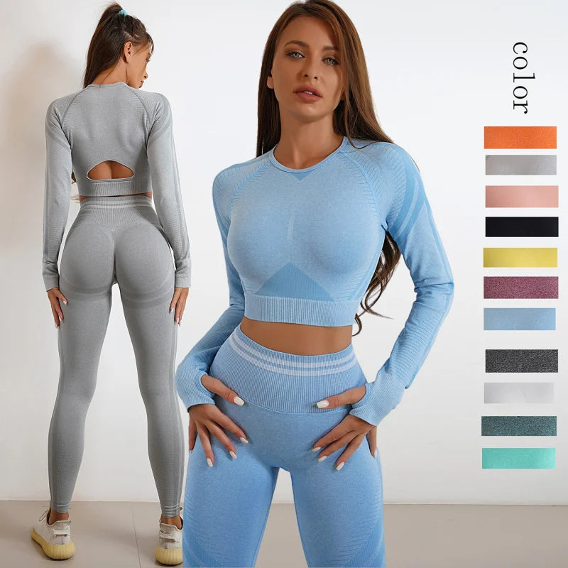 2Pcs Women  Seamless Yoga / Workout Set