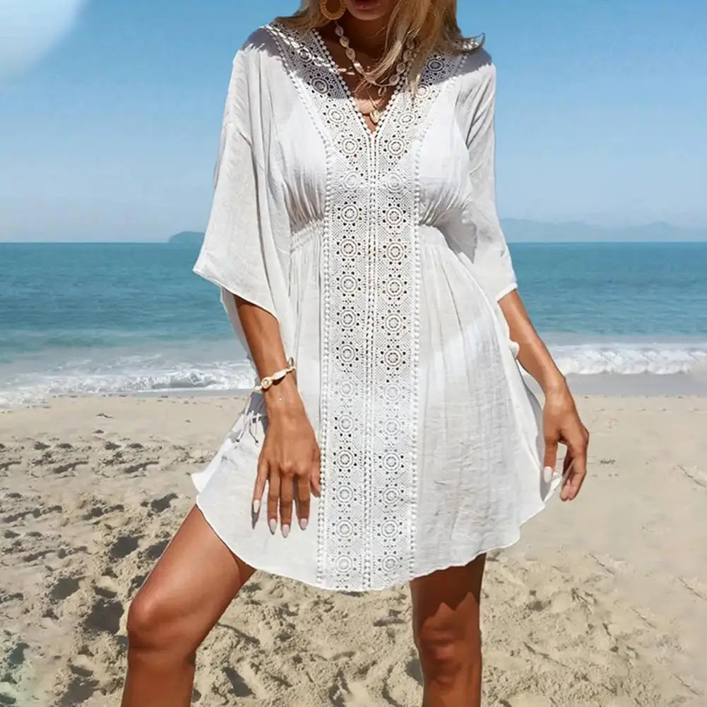 Beach Sun Cover Up Dress V-Neck