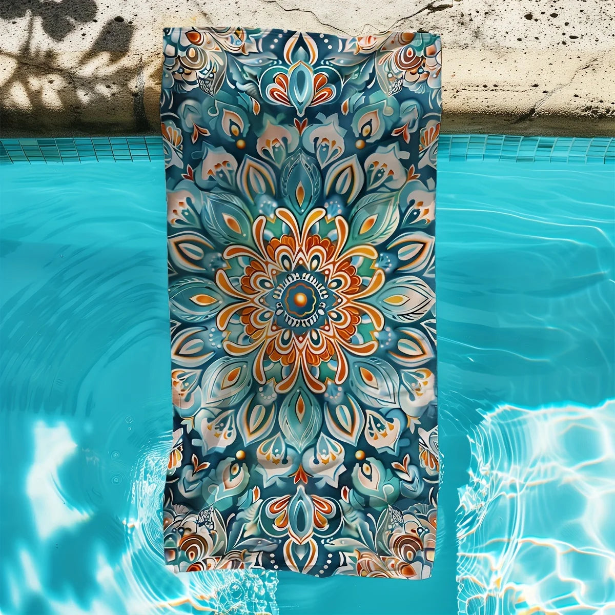 Colorful Mandala Beach Towel for yoga, travel, swimming, fitness and camping