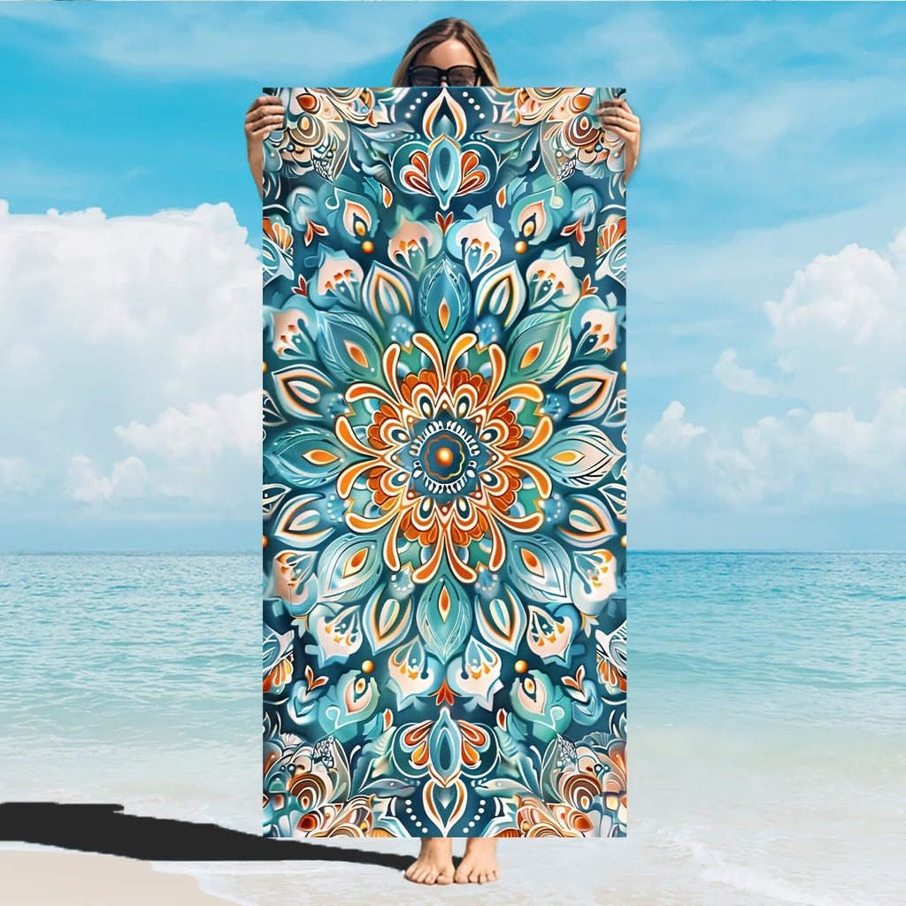 Colorful Mandala Beach Towel for yoga, travel, swimming, fitness and camping