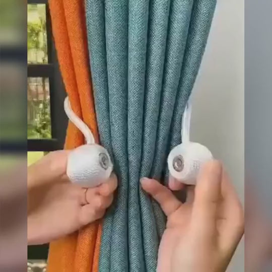 1 Pair Magnetic Curtain Tiebacks, Holders- No Tools Required